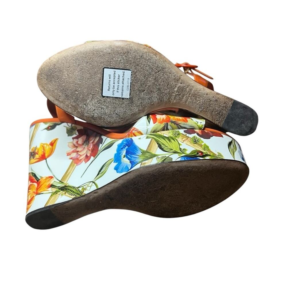 Dolce & Gabbana BIANCA Patent Leather Floral Butterfly Wedge Sandals EU 40 US 10 - Picture 11 of 13